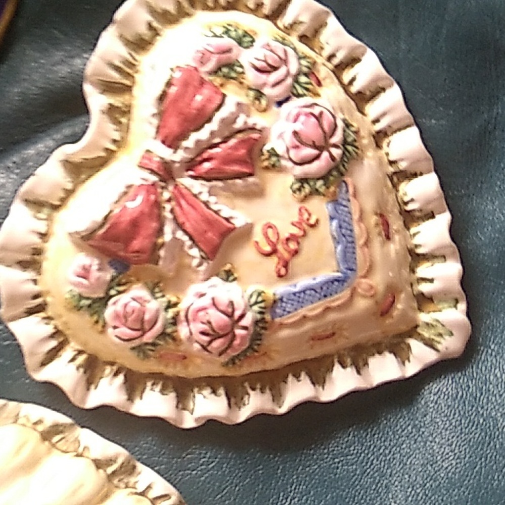 🎀 Fitz & Floyd  Valentine Love Heart  Porcelain Trinket Box Retired